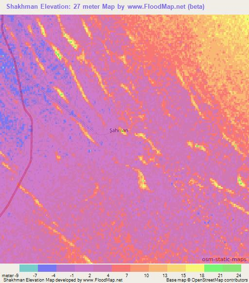 Shakhman,Turkmenistan Elevation Map