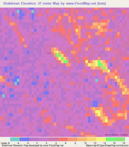 Shakhman,Turkmenistan Elevation Map