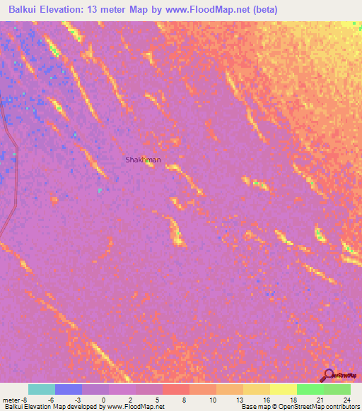 Balkui,Turkmenistan Elevation Map