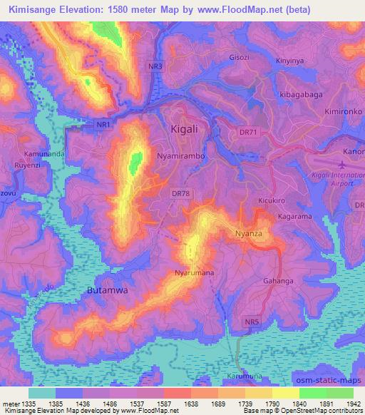 Kimisange,Rwanda Elevation Map