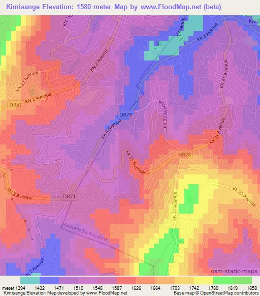 Kimisange,Rwanda Elevation Map