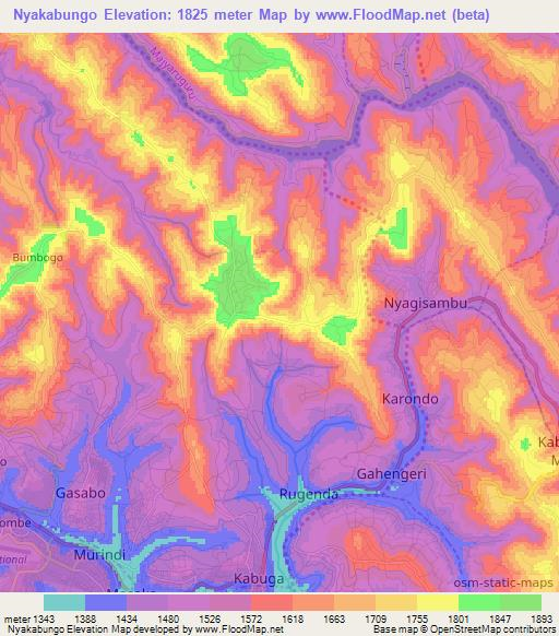 Nyakabungo,Rwanda Elevation Map