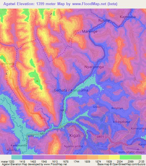 Agatwi,Rwanda Elevation Map
