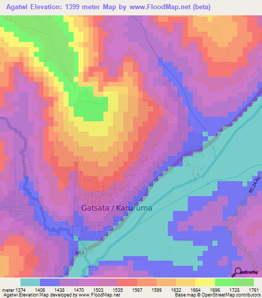 Agatwi,Rwanda Elevation Map