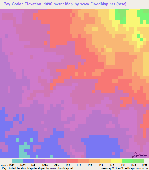 Pay Godar,Iran Elevation Map