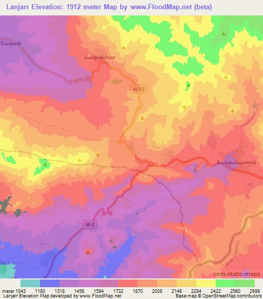 Lanjarr,Armenia Elevation Map