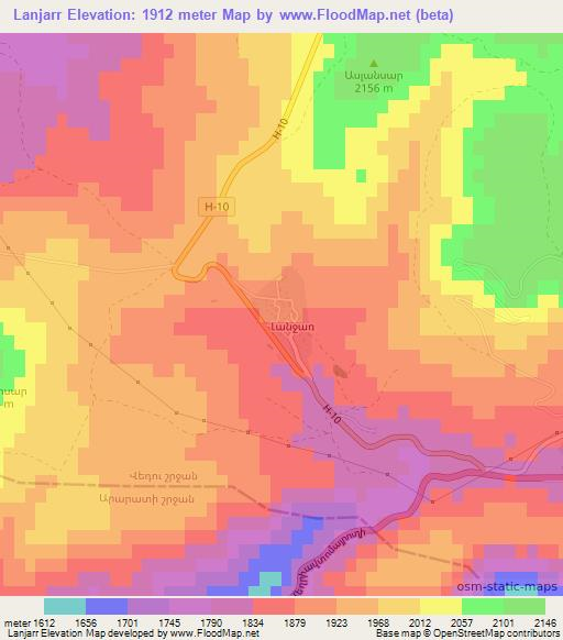 Lanjarr,Armenia Elevation Map