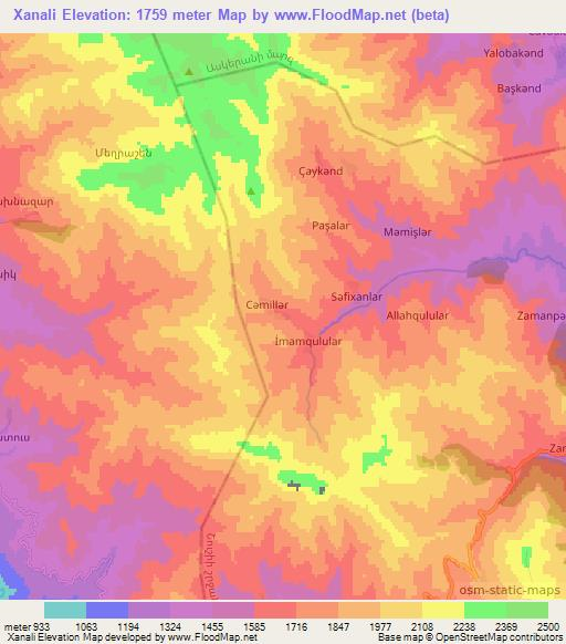 Xanali,Azerbaijan Elevation Map