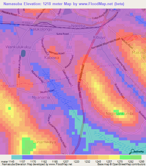 Namasuba,Uganda Elevation Map