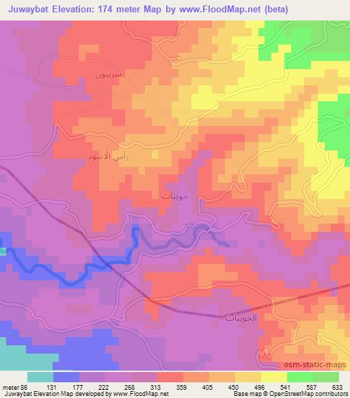 Juwaybat,Syria Elevation Map
