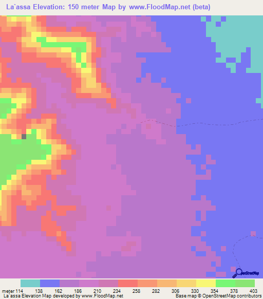 La`assa,Djibouti Elevation Map