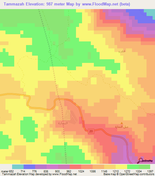 Tammazah,Syria Elevation Map