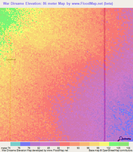 War Dirsame,Kenya Elevation Map