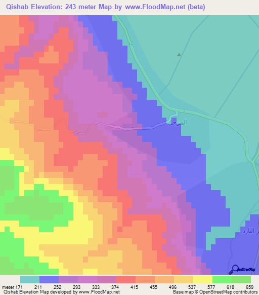 Qishab,Syria Elevation Map
