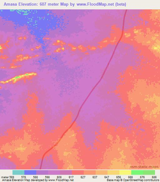 Amasa,Sudan Elevation Map