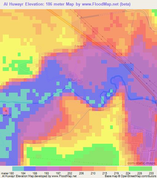 Al Huwayr,Syria Elevation Map