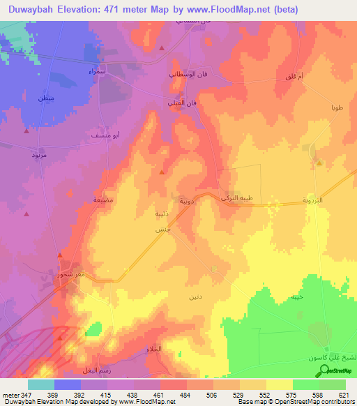 Duwaybah,Syria Elevation Map