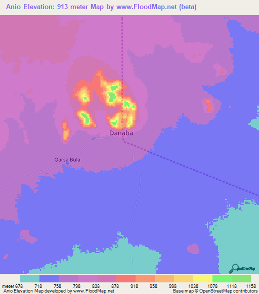 Anio,Kenya Elevation Map