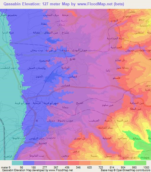 Qassabin,Syria Elevation Map