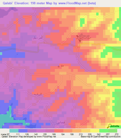 Qalabi`,Syria Elevation Map
