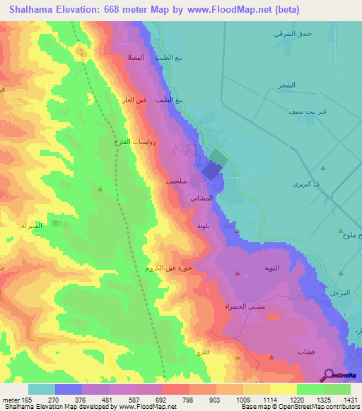 Shalhama,Syria Elevation Map