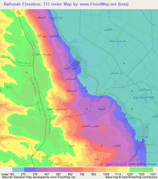 Ballunah,Syria Elevation Map