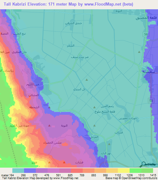 Tall Kabrizi,Syria Elevation Map
