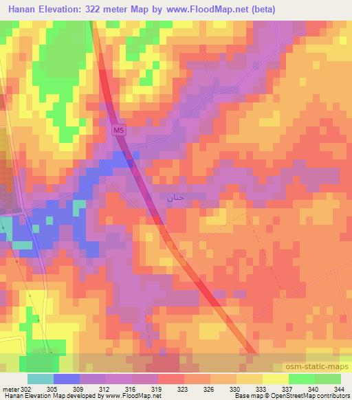 Hanan,Syria Elevation Map