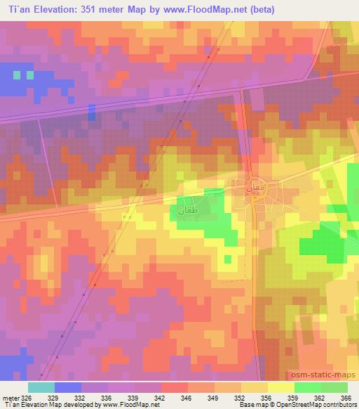 Ti`an,Syria Elevation Map