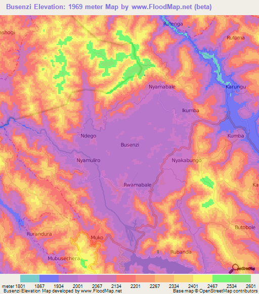 Busenzi,Uganda Elevation Map