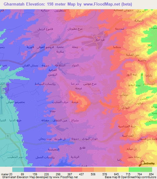 Gharmatah,Syria Elevation Map