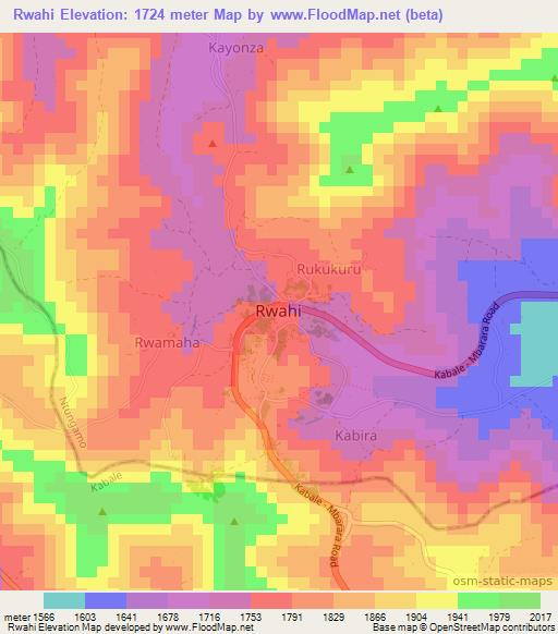 Rwahi,Uganda Elevation Map