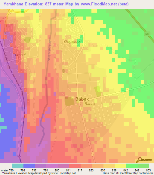 Yamkhana,Azerbaijan Elevation Map