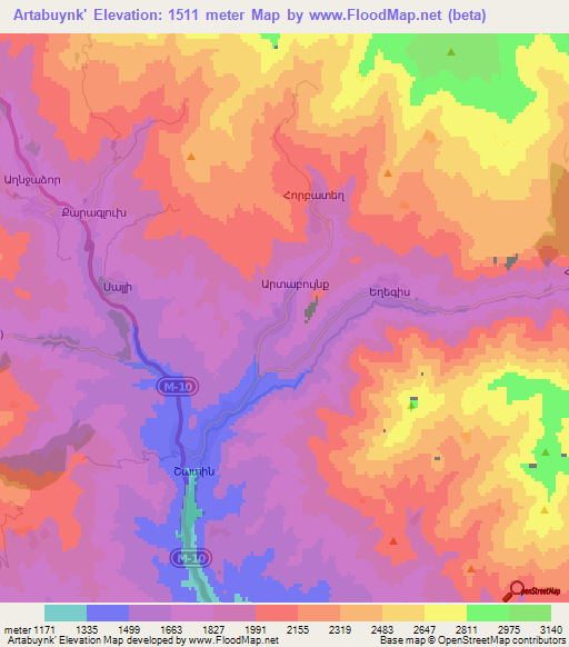Artabuynk',Armenia Elevation Map