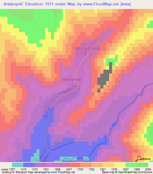 Artabuynk',Armenia Elevation Map
