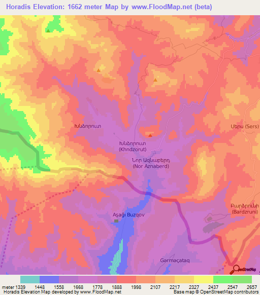 Horadis,Armenia Elevation Map