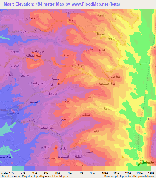 Masit,Syria Elevation Map