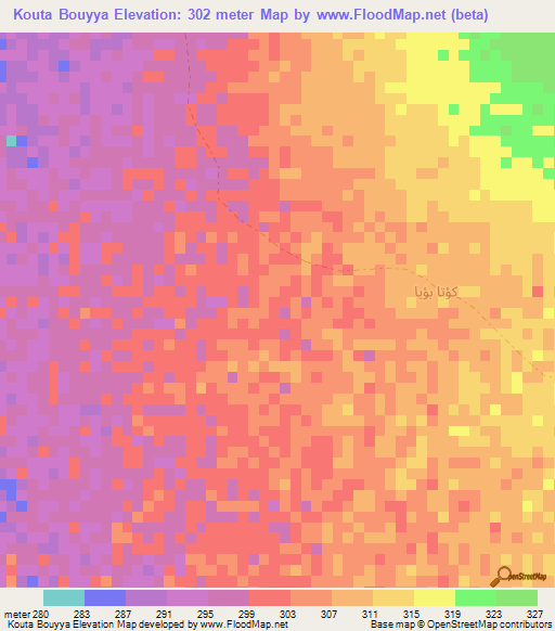 Kouta Bouyya,Djibouti Elevation Map