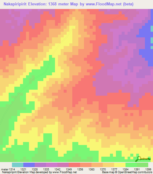 Nakapiripirit,Uganda Elevation Map