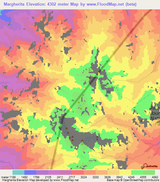 Margherita,Uganda Elevation Map