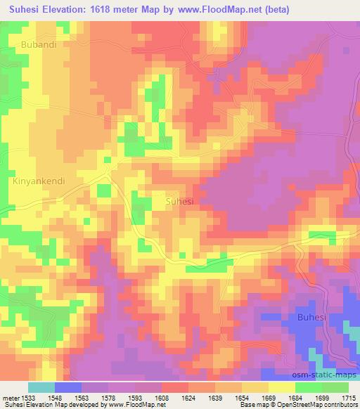 Suhesi,Uganda Elevation Map