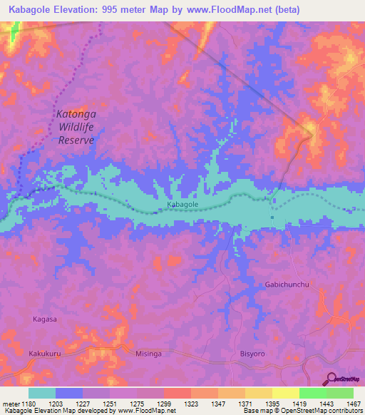 Kabagole,Uganda Elevation Map