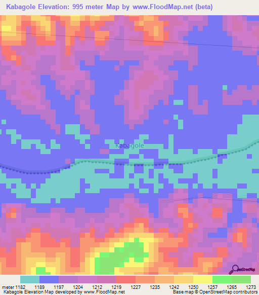 Kabagole,Uganda Elevation Map