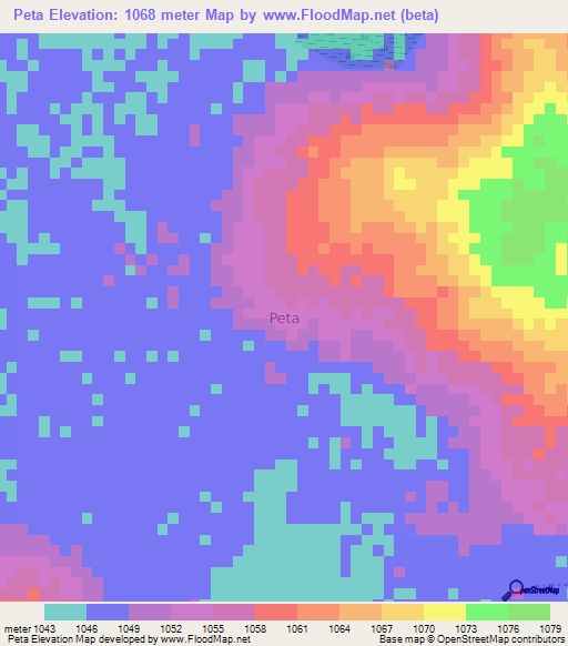 Peta,Uganda Elevation Map