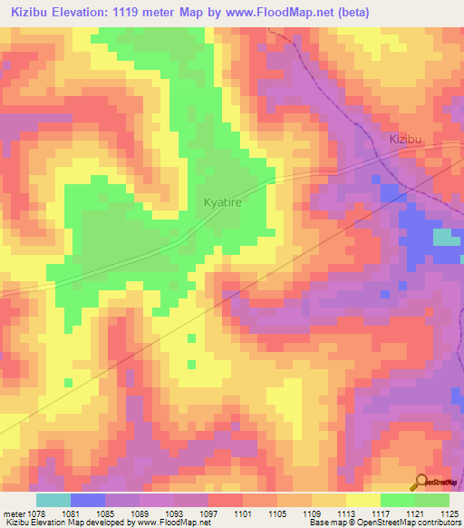 Kizibu,Uganda Elevation Map