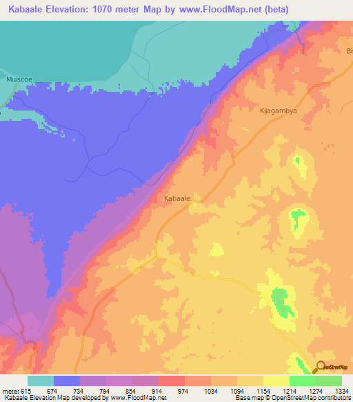 Kabaale,Uganda Elevation Map