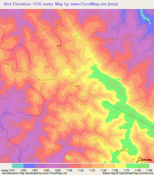 Aloi,Uganda Elevation Map