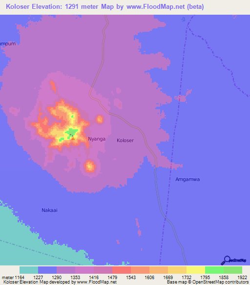 Koloser,Uganda Elevation Map