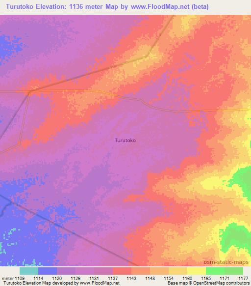 Turutoko,Uganda Elevation Map