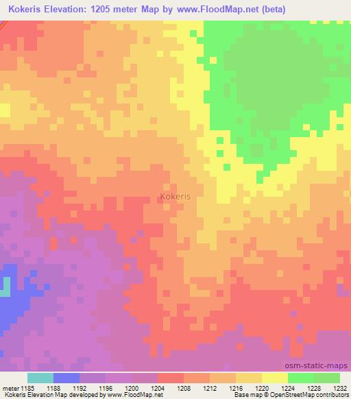 Kokeris,Uganda Elevation Map